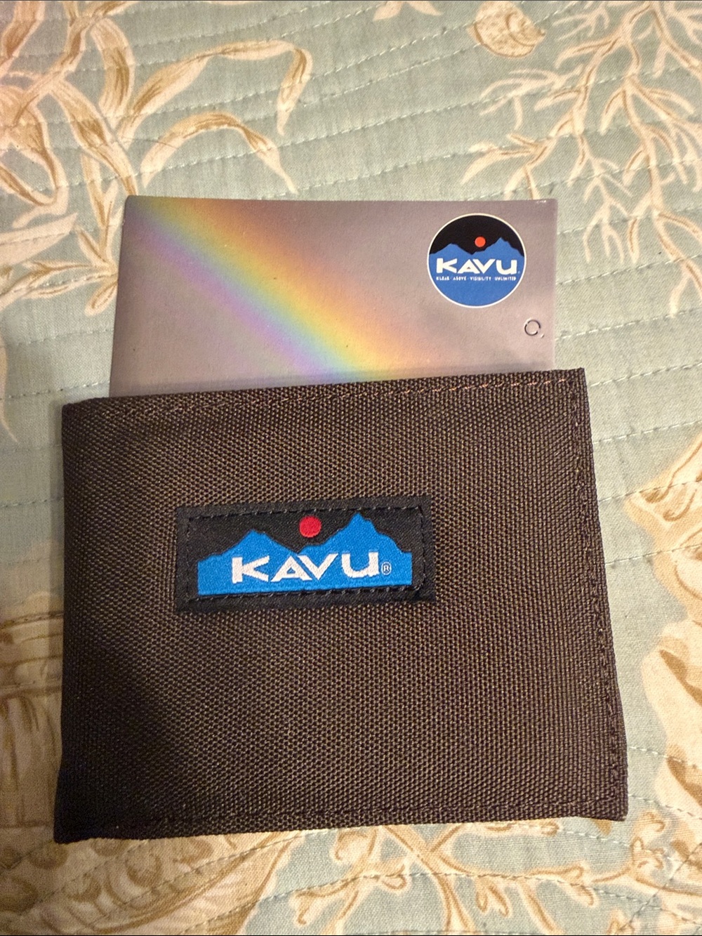 Kavu Brown Nylon Wallet with Blue Logo Patch